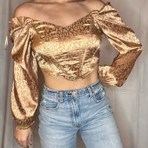 Leopard silk corset top